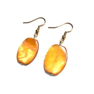 Handmade Tan Colored Shell Earrings Women Gift Fall Thanksgiving